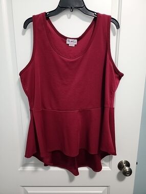 Urban Rose Wine Red Peplum Tank Top